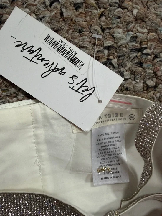 12th Tribe Champagne Metallic Tube Top - Picture 2 of 3